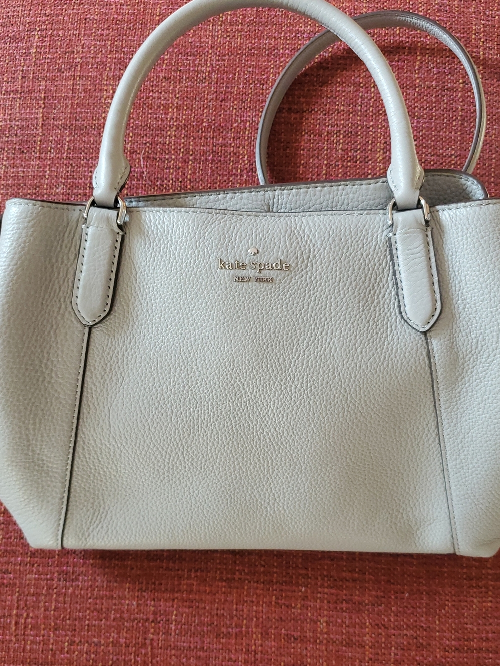 kate spade New York Jackson Med Satchel Pebbled Leather Satchel  Light Gray 11x8